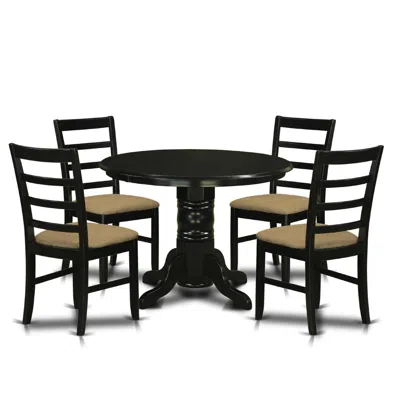 East West Furniture Shpf5-blk-c 5 Pc Dining Room Set For 4-dining Table And 4 Dining Chairs
