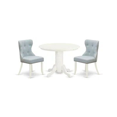 East West Furniture East-west Furniture Shsi3-whi-15 - A Dining Room Table Set Of 2 Amazing Kitchen Chairs With Linen Fa In Brown