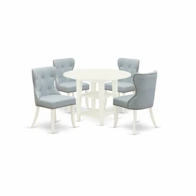 East West Furniture East-west Furniture Susi5-lwh-15 - A Dinette Set Of 4 Wonderful Parson Dining Chairs With Linen Fabr In Gray