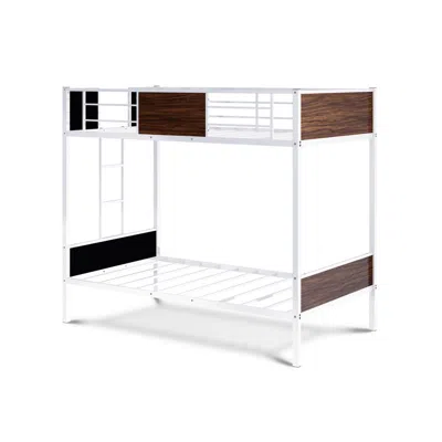 East West Furniture Twin Bunk Bed In Powder Coating White Color