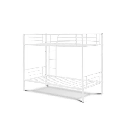 East West Furniture Twin Bunk Bed In Powder Coating White Color