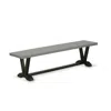 East West Furniture V-style Dining Bench With Wood Seat, 72x15x18 Inch, Vb697 In Gray