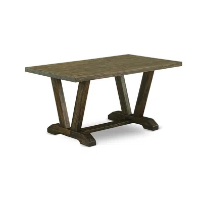 East West Furniture V-style Kitchen Dining Rectangle Wooden Table Top With Stylish Legs In Brown