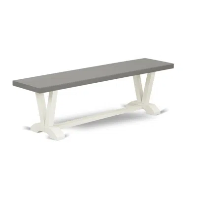 East West Furniture V-style Mid Century Modern Dining Bench With Solid Wood Seat, 60x15x18 Inch, Vb096 In Gray