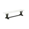 East West Furniture V-style Mid Century Modern Dining Bench With Wooden Seat, 72x15x18 Inch, Vb627 In White