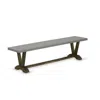 East West Furniture V-style Modern Kitchen Bench With Solid Wood Seat In Gray