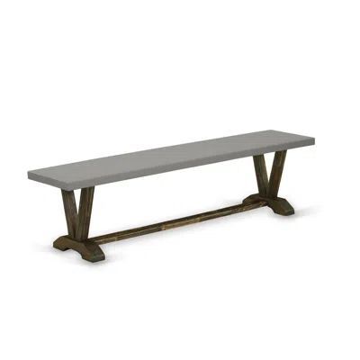 East West Furniture V-style Modern Kitchen Bench With Solid Wood Seat In Gray