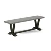 East West Furniture V-style Modern Kitchen Bench With Wood Seat, 60x15x18 Inch, Vb696 In Gray