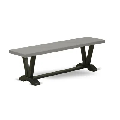 East West Furniture V-style Modern Kitchen Bench With Wood Seat, 60x15x18 Inch, Vb696 In Gray
