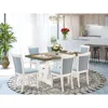 East West Furniture V076mz015-7 7-piece Dinner Table Set Consists Of A Wooden Table And 6 Baby Blue Dining Chairs - Wire