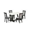 East West Furniture V626mz606-5 5 Piece Table Set - Linen White Kitchen Table With 4 Shitake Linen Fabric Parson Chairs  In White
