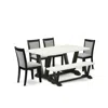 East West Furniture V626mz606-6 6 Pc Dinette Set - Linen White Dining Table With A Small Wood Bench And 4 Shitake Chairs In Gray