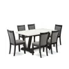 East West Furniture V626mz650-7 7 Pc Table Set - Linen White Dinner Table With 6 Dark Gotham Grey Parson Chairs - Wire B In Gray