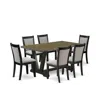 East West Furniture V676mz606-7 7 Pc Dinette Set - Distressed Jacobean Wood Table With 6 Shitake Kitchen Chairs - Wire B In Black