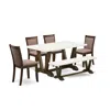 East West Furniture V726mz748-6 - 6-pc Dining Set - 4 Parson Dining Chairs, A Dining Bench And 1 Dining Table (distresse In Brown