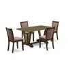 East West Furniture V776mz748-5 - 5-pc Dinette Set - 4 Dining Room Chairs And 1 Dining Table (distressed Jacobean Finish In Brown