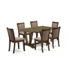 East West Furniture V776mz748-7 - 7-pc Dinette Room Set - 6 Dining Room Chairs And 1 Dining Table (distressed Jacobean F In Brown