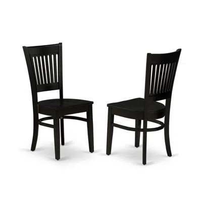 East West Furniture Vac-blk-w Vancouver Dining Room Chairs - Slat Back Wood Seat Chairs, Set Of 2, Oak