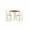 East West Furniture Vern3-whi-c 3 Pc Counter Height Table And Chair Set-pub Table And 2 Kitchen Bar Stool
