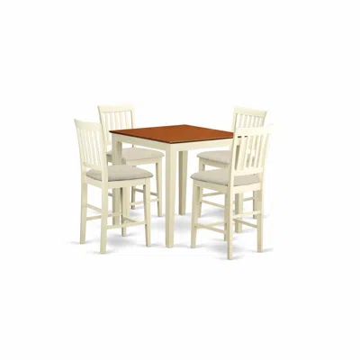 East West Furniture Vern5-whi-c 5 Pc Counter Height Pub Set - Counter Height Table And 4 Kitchen Dining Chairs. In Blue