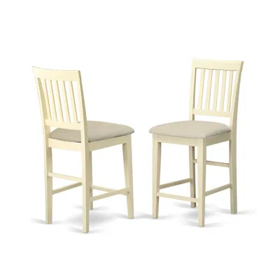 East West Furniture Vernon Counter Height Stools With Cushion Seat - Buttermilk & Cherry Finish., Set Of 2 In Neutral