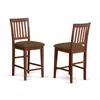 East West Furniture Vernon Counter Stools With Cushion Seat - Mahogany Finish, Set Of 2