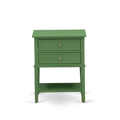 East West Furniture Vl-12-et Modern Wooden Nightstand With 2 Mid Century Wooden Drawers, Stable And Sturdy Constructed -