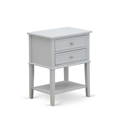 East West Furniture Vl-14-et Night Stand For Bedroom With 2 Wood Drawers For Bedroom, Stable And Sturdy Constructed - Ur In Gray