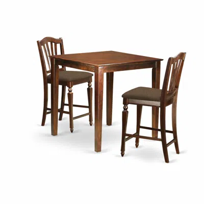 East West Furniture Vnch3-mah-c 3 Pc Counter Height Dining Set - Counter Height Table And 2 Counter Height Chairs. In Brown
