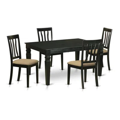 East West Furniture Wean5-blk-c 5 Pc Dinette Table Set - Kitchen Dinette Table And 4 Kitchen Dining Chairs In Black