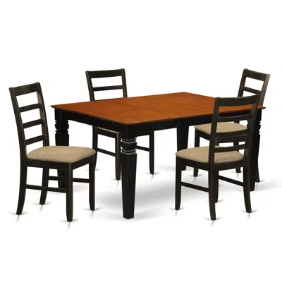 East West Furniture Wepf5-bch-c 5 Pc Dinette Set With A Dining Table And 4 Seat Dining Chairs In Black In Brown