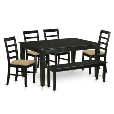 East West Furniture Wepf6d-blk-c 6-pc Kitchen Nook Dining Set - Small Kitchen Table And 4 Kitchen Chairs With Bench