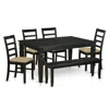 East West Furniture Wepf6d-blk-c 6-pc Kitchen Nook Dining Set - Small Kitchen Table And 4 Kitchen Chairs With Bench