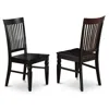 East West Furniture Weston Dining Wood Seat Chair With Slatted Back In Black Finish, Set Of 2
