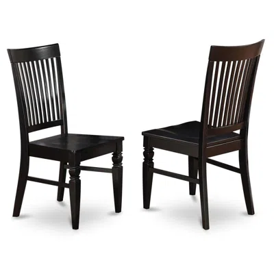 East West Furniture Weston Dining Wood Seat Chair With Slatted Back In Black Finish, Set Of 2 In Multi