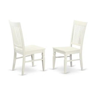 East West Furniture Weston Dining Wood Seat Dining Chair With Slatted Back In In Linen White Finish, Set Of 2