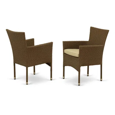East West Furniture Wicker Patio Chair Brown, Bklc102a