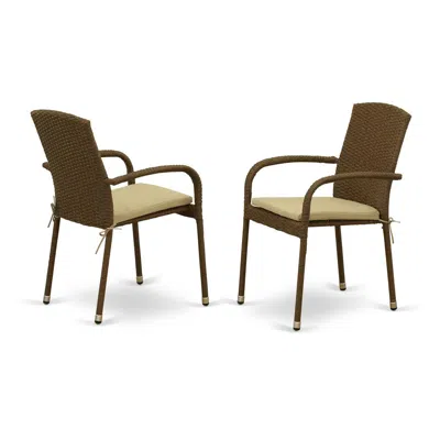 East West Furniture Wicker Patio Chair Brown, Julc102a