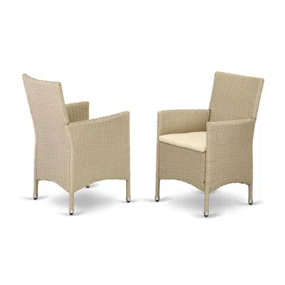 East West Furniture Wicker Patio Chair Cream, Hvlc153v