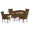 East West Furniture Wicker Patio Set Brown, Osbk5-02a