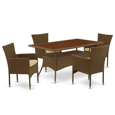 East West Furniture Wicker Patio Set Brown, Osbk5-02a