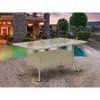 East West Furniture Wicker Patio Table Natural Linen, Osltg03