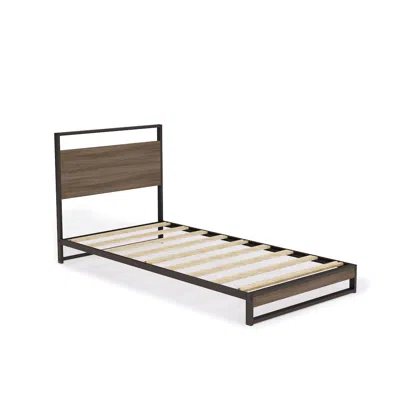 East West Furniture Wilson Metal Platform Bed With 4 Metal Legs - Lavish Bed In Powder Coating Black Color And Weathered
