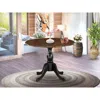 East West Furniture Wood Kitchen Table With Drop Leaves - Walnut Table Top And Black Pedestal Leg Finish