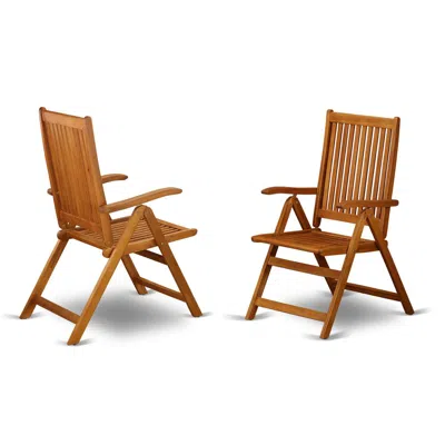 East West Furniture Wooden Patio Chair Natural Oil Set Of 2, Bcnc5na