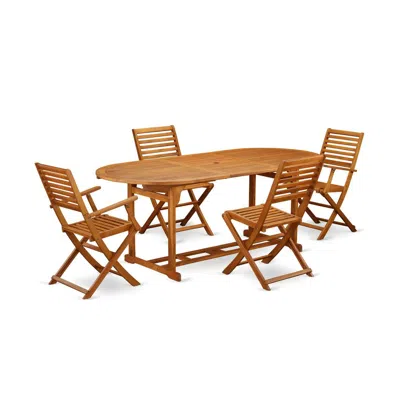 East West Furniture Wooden Patio Set Natural Oil, Bsbs52cana In Neutral