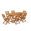 East West Furniture Wooden Patio Set Natural Oil, Dibs7cwna