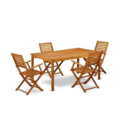 East West Furniture Wooden Patio Set Natural Oil, Cmbs5cana