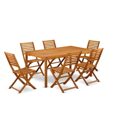 East West Furniture Wooden Patio Set Natural Oil, Cmbs7cwna In Neutral