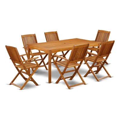 East West Furniture Wooden Patio Set Natural Oil, Cmcm7cana